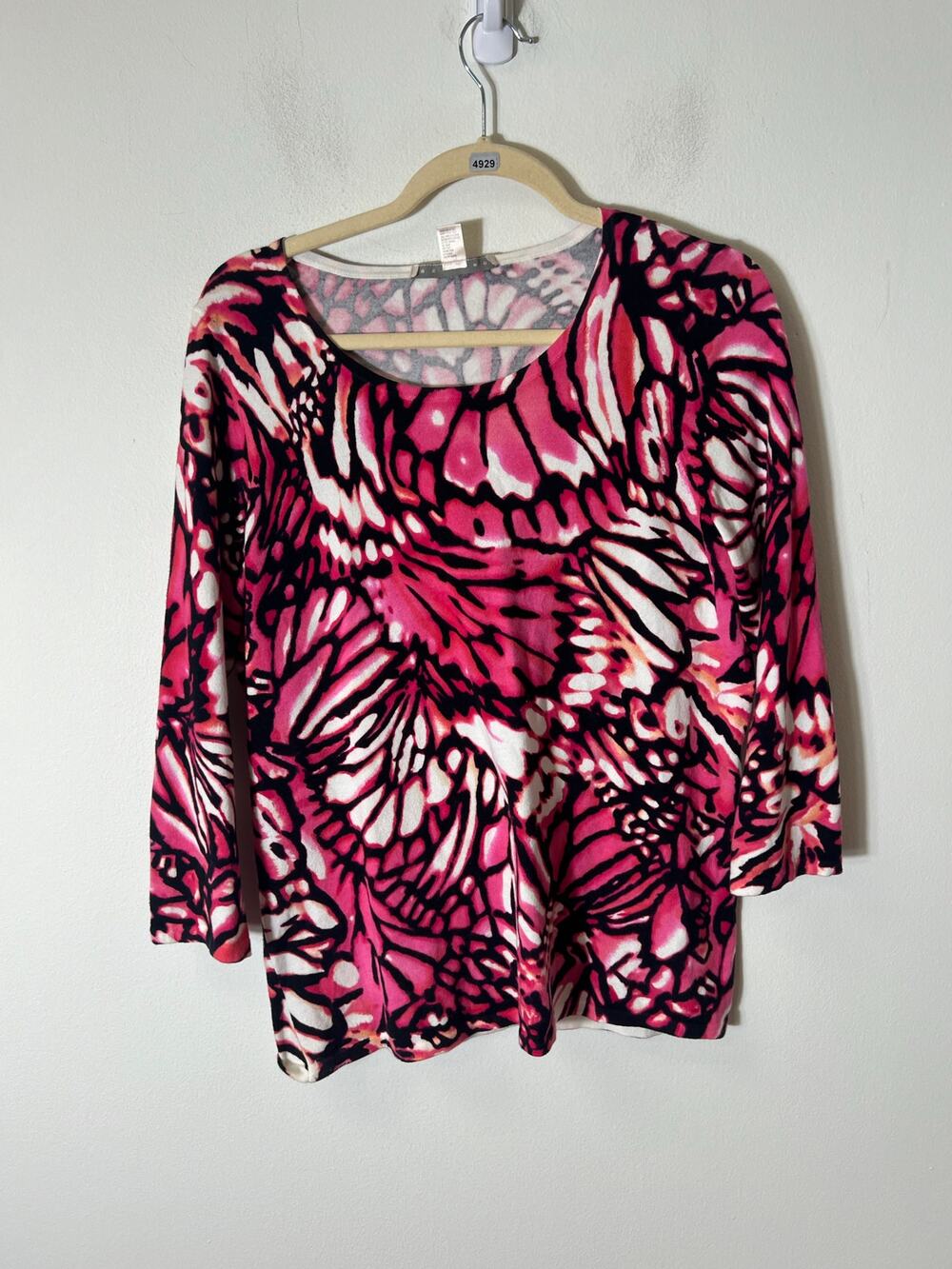 Belford 3/4 Sleeve Pattern Knit Top Sz L
